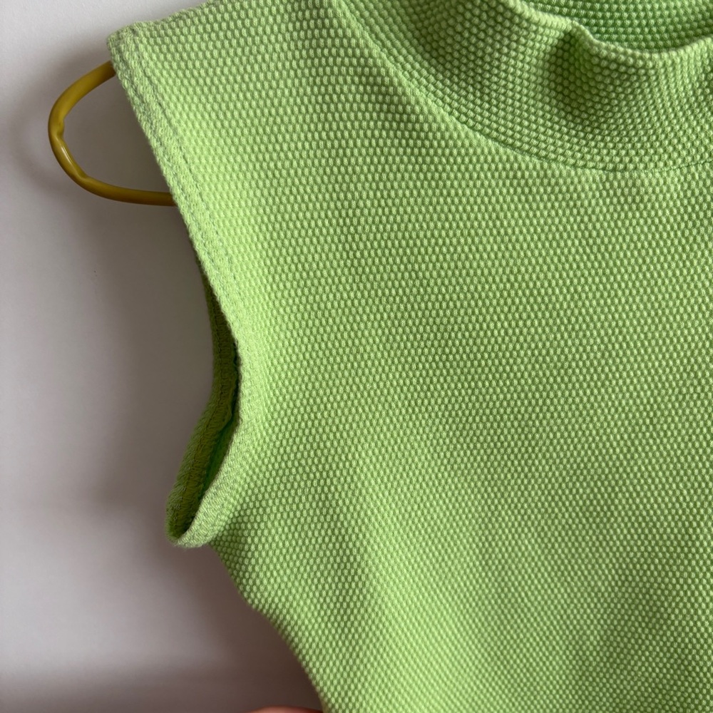 Vintage Apple Green Waffle Crop Top - Picture 2 of 11